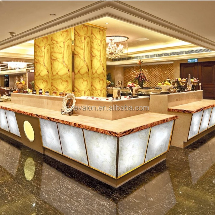 High End And Modern Translucent Hotel Front Desk Counter For 5