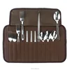 4-person 12-piece stainless steel family cutlery picnic utensil set with bag outdoor camping BBQ included fork spoons chopstick