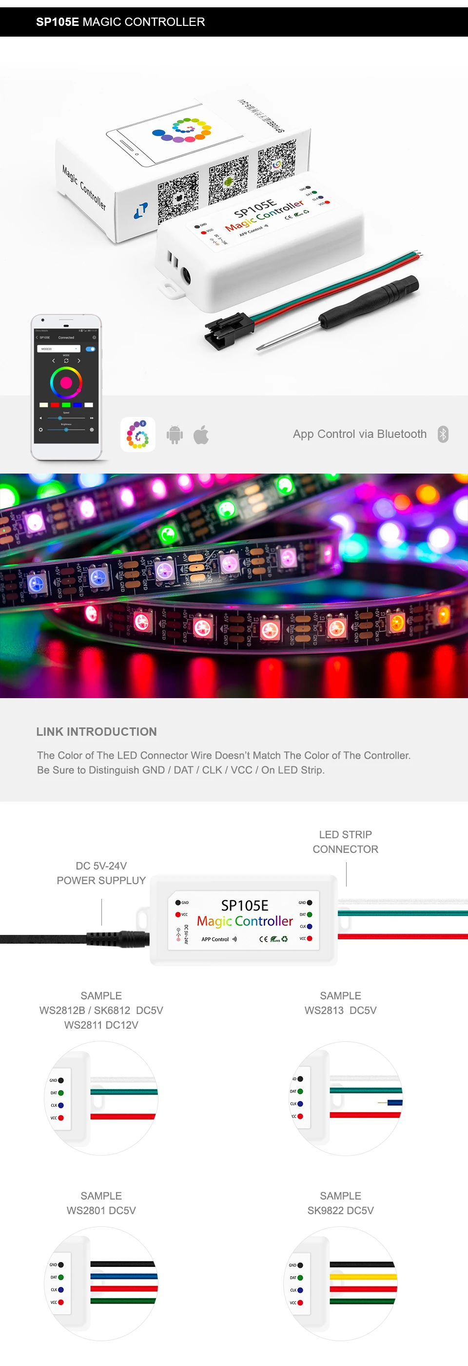 Magic Color Sp110e Sp105e Sp107e Sp108e Smartphone App Wifi Music Led Controller Buy