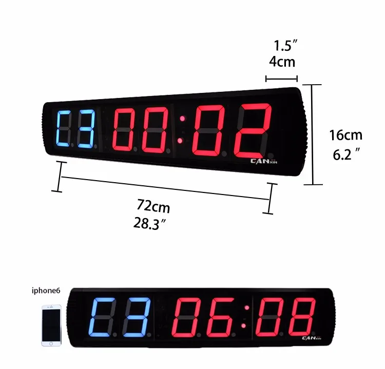 Ganxin Indoor 6 Digits Countdown Digital Interval Gym Exercise Large