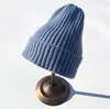 High quality custom winter warm Mohair felt acrylic beanie hat wool felt folded beanie rib stripped winter hats