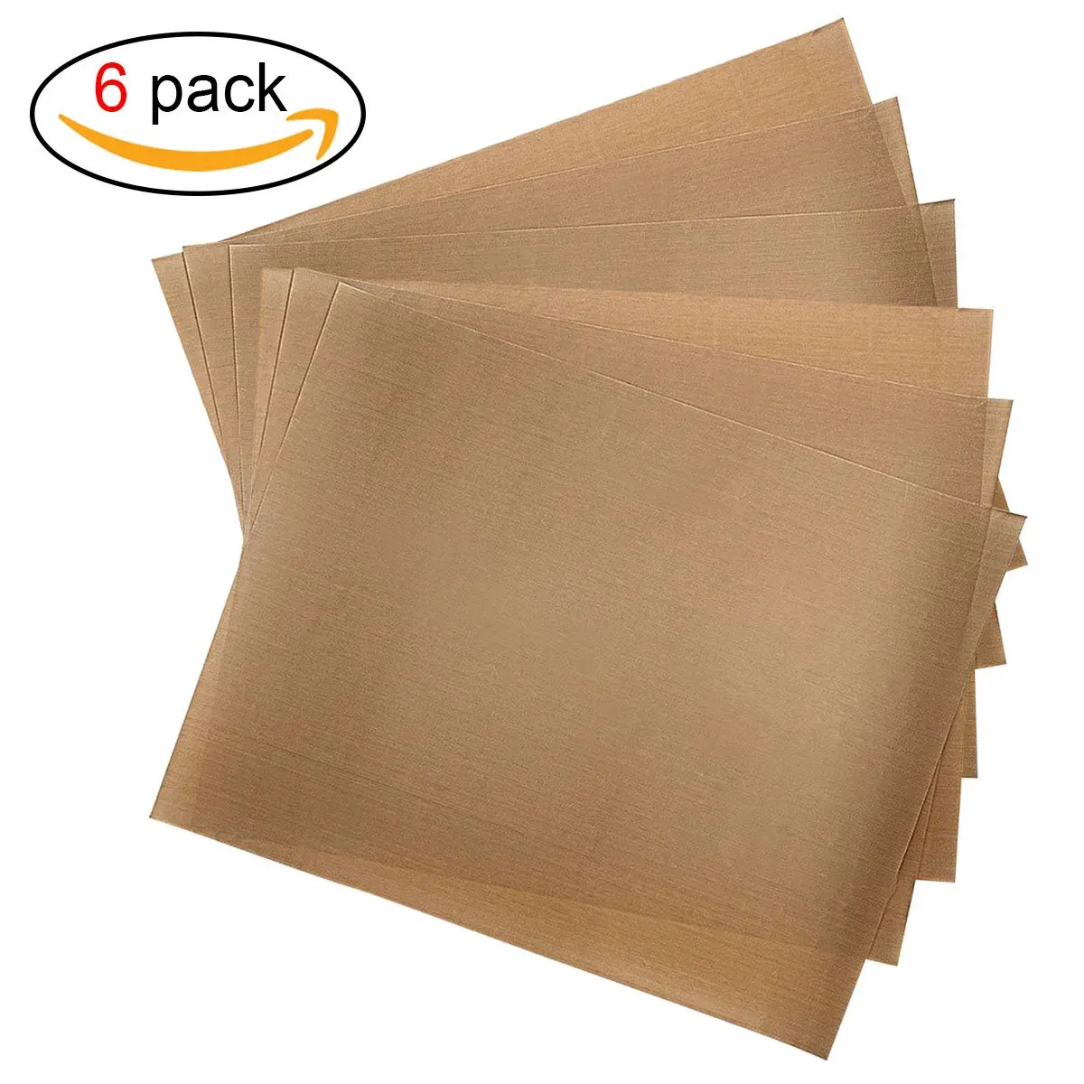 5 Pack Teflon Heat Press with Thickness of 0.11mm , 16x24 Light Brown