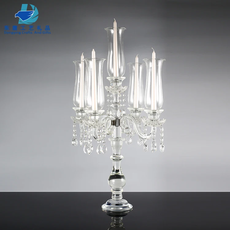 Fábrica Al Por Mayor Elegante Cristal Candelabro Boda Centros De Mesa