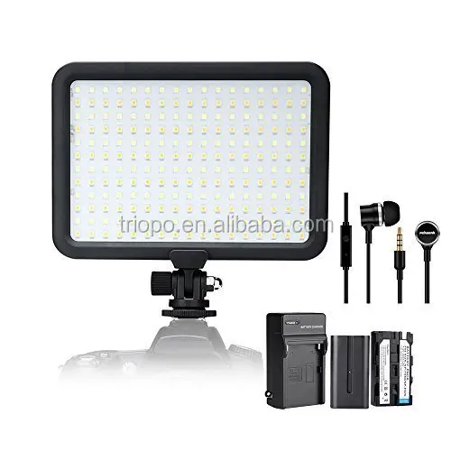 Triopo TTV204 Led Panel Studio Video Light with Dual Color Temperature 3200K-5600K and CRI 88 + Battery Charg