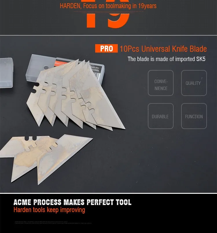Harden 10pcs 18.3x60mm Utility Knife Blades Multi Hand Cutting Tool