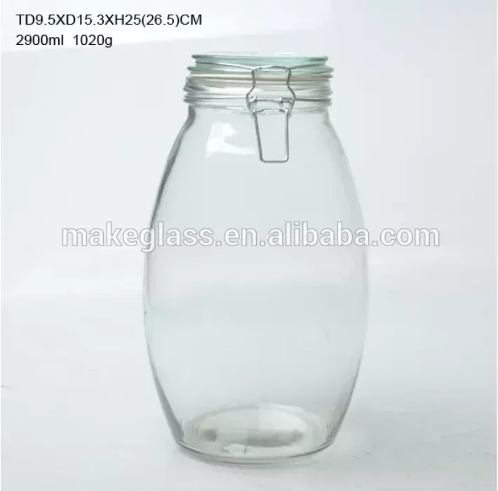 1510ml 1850ml 2900ml 3000ml 3 Liter Locking Lids Large Glass Jar Big