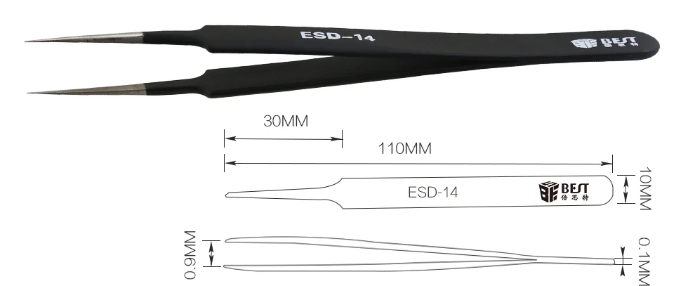 Hand Tool Pincers Set Electronics Forceps Curved Straight Anti-Static Stainless Steel Tweezers Set