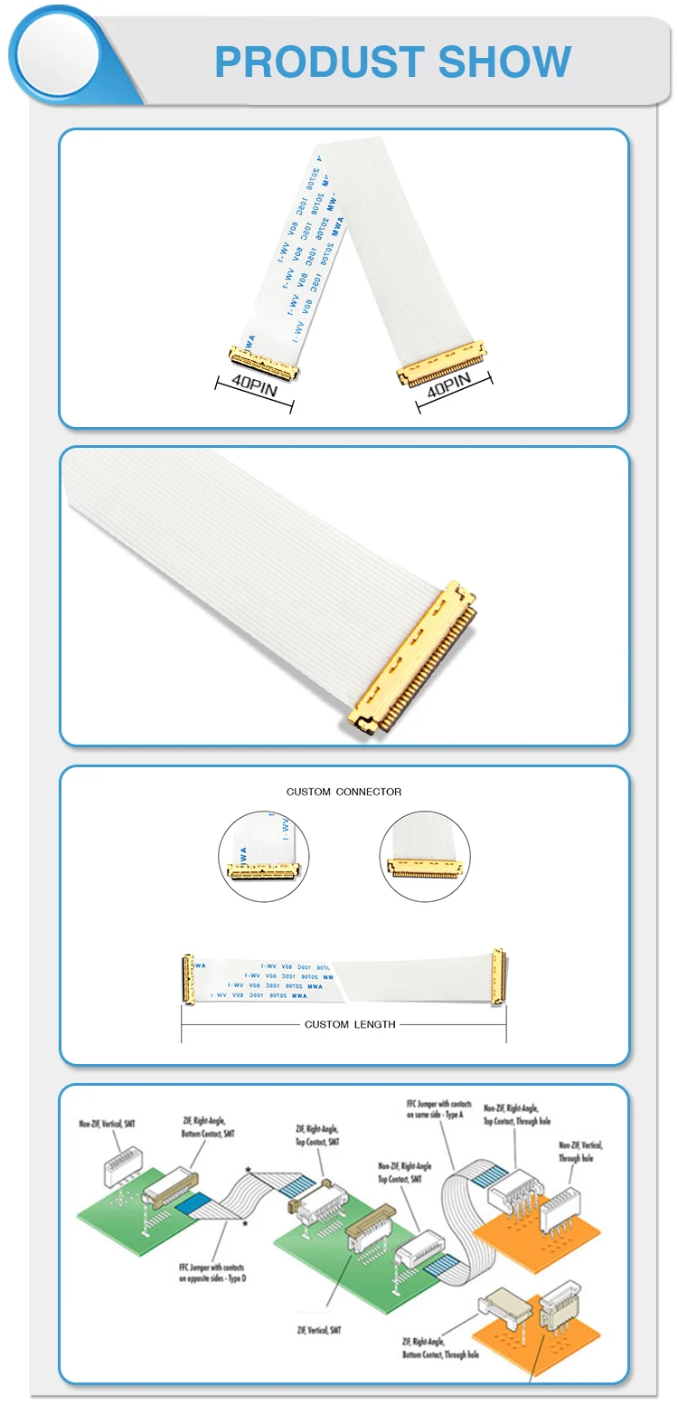 20 30 40 41 Pin Connector Sony Lvds Extension 0.5mm FFC Cable Type for LCD  Panel - China FFC Cable, 0.5mm FFC Cable