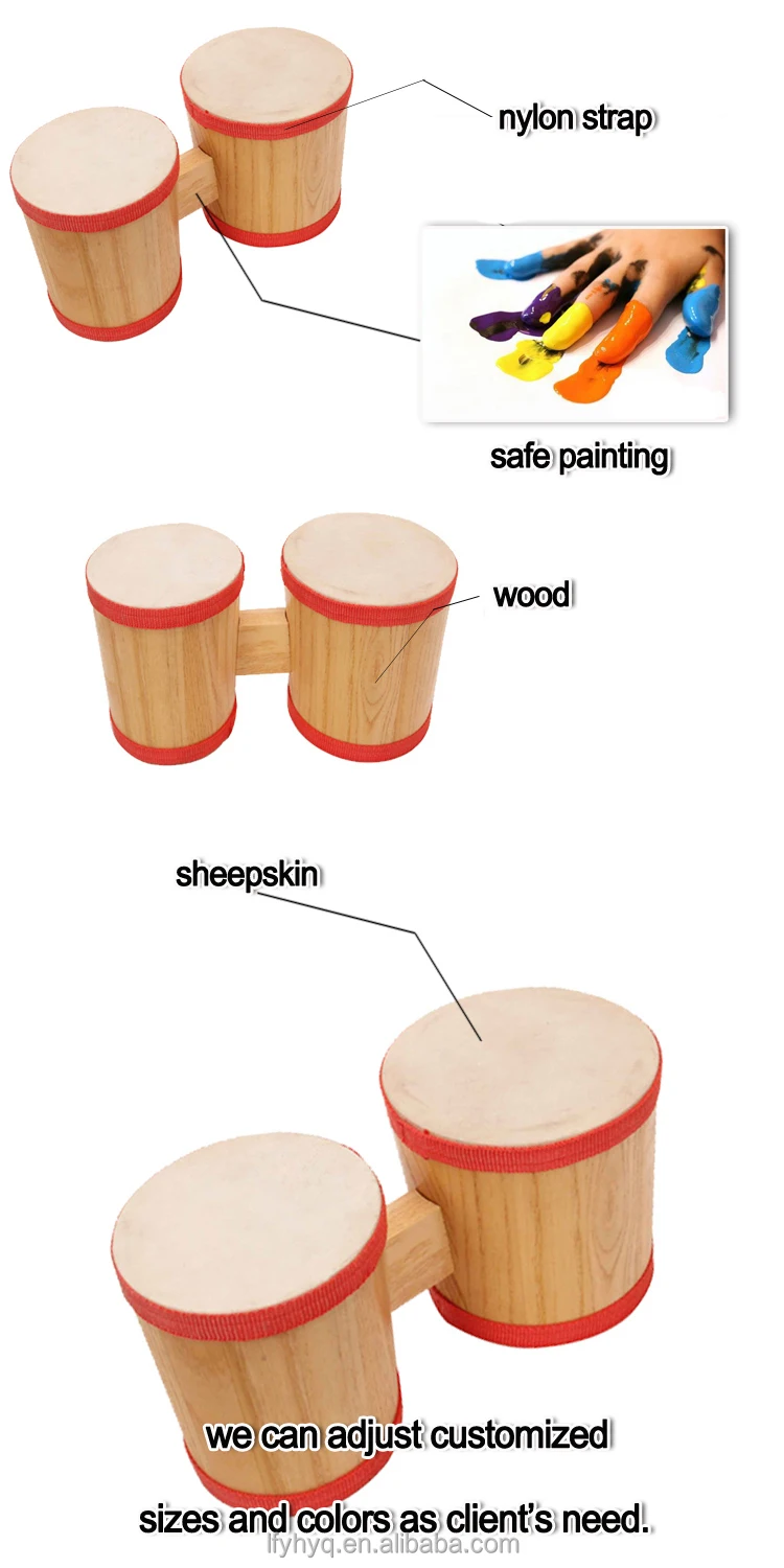 Baby Musical Wood Bongo Drum Toy,Bongos 4 And 5 Inches Head,Kids Bongo