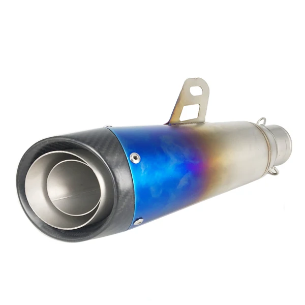 1x Universal Black Double-layer Motorcycle Muffler Tip Slip-on Exhaust Pipe 51mm