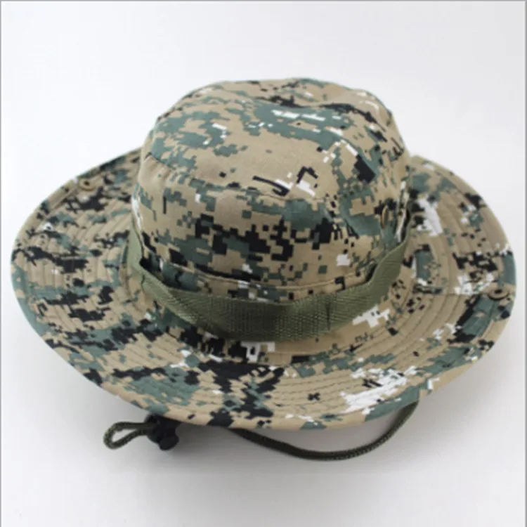 战术桶帽批发数码迷彩棉男士宽边军帽boonie帽子