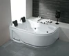 K-634 Double whirlpool corner bathtubs with pillow seat faucet, Indoor Two Person small bathtub shower combo