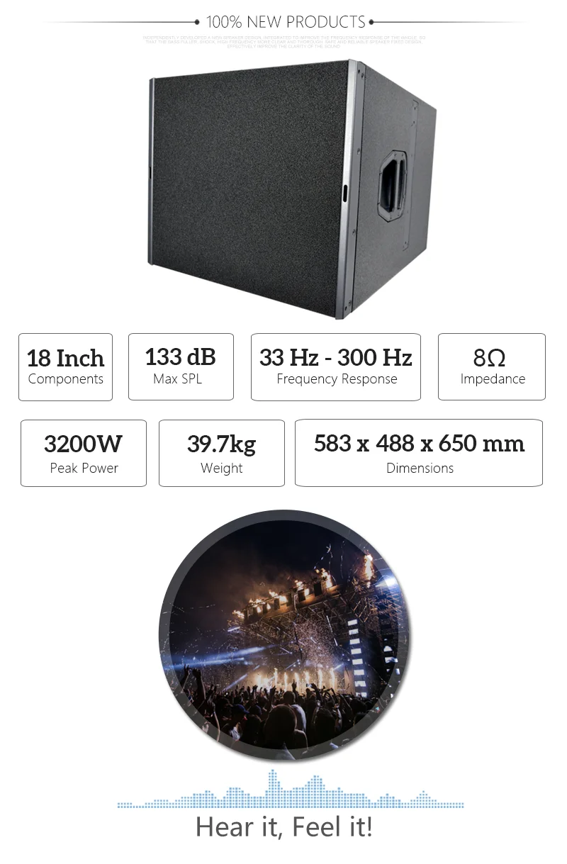 Qyc Subwoofer Cabinet 18 Inch High Power Self Powered Bass