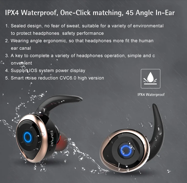 New Products AWEI 4.2 True Wireless Earbuds bluetooth headphones
