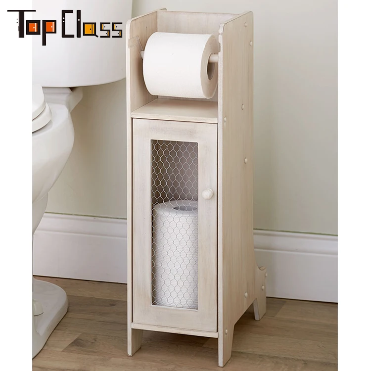 Solid Oak Toilet Paper Holder and Storage Cabinet