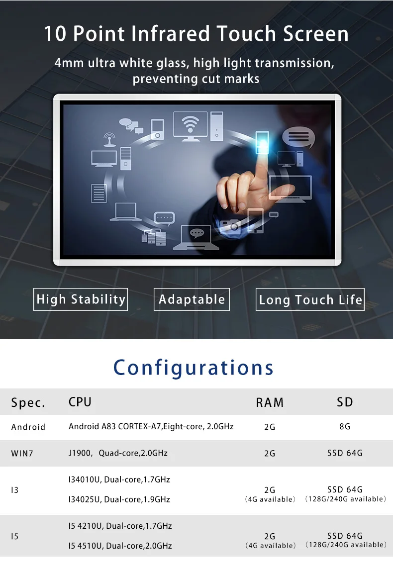 49 inch digital signage totem touch screen interactive kiosk wholesale