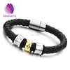 Genuine Braided leather bracelet with stainless steel magetic buckle