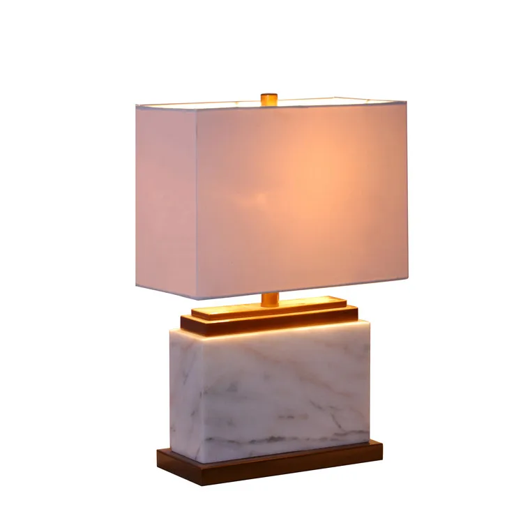 2019 Bedside desk lamp/Gold base with marble  body table light/Metal and marble table lamp