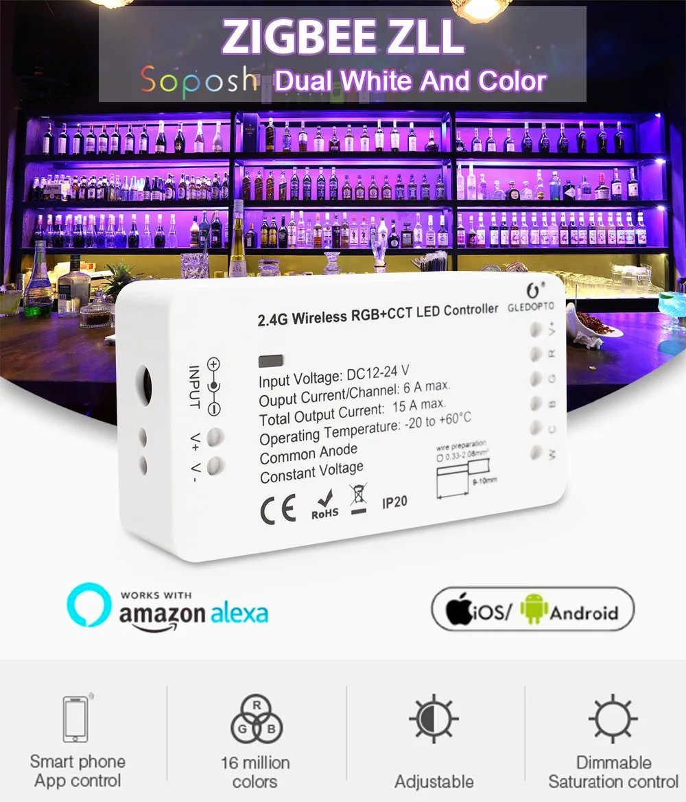 Home Smart Zigbee Dimmer Cct Strip Controller Smart Timing App &amp; Voice Controlled White Led Strip Lights - ANKUX.COM