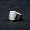 Wholesale Men's Stainless Steel Blank Ring Square Matte Brushed Simple Signet Band