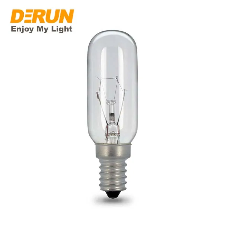 T25 clear glass cooker hood tubular bulb 25W 40W 220V 230V 240V E14 Cylindrical incandescent lamp for Salt lamp , INC-MINI-E14