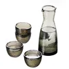 Ash color one pot four cups sake pot glass jug Japanese style wine gift white wine cup set