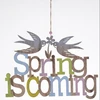 Easter Hanging Decorations Spring is Coming with rabbit Handmade Real Wood