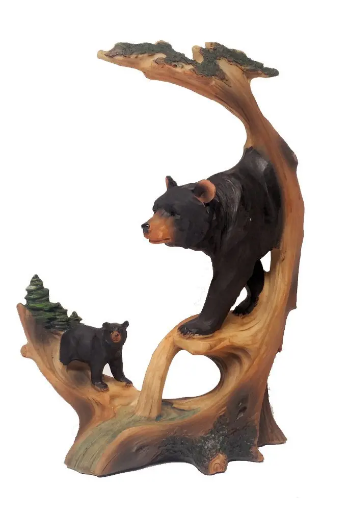 Bear Outdoor Decor Find Deals On Line At Get Quotations Black Bear Decor Carved Log Look Figurine Of And Cub 9