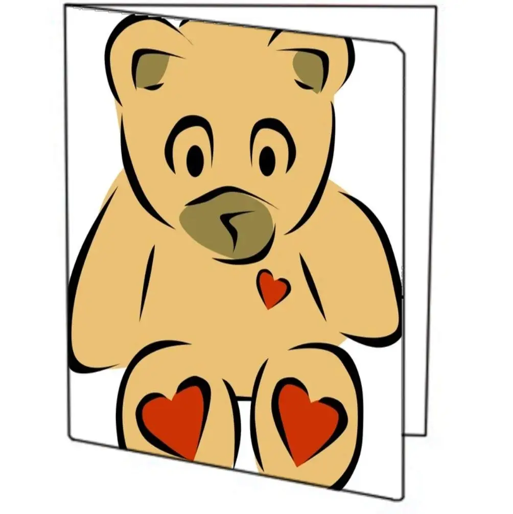 Vinyl Decal Printed Design Teddy Bear with Hearts THREE (3) PACK of Printed 9x12 Pocket Folders