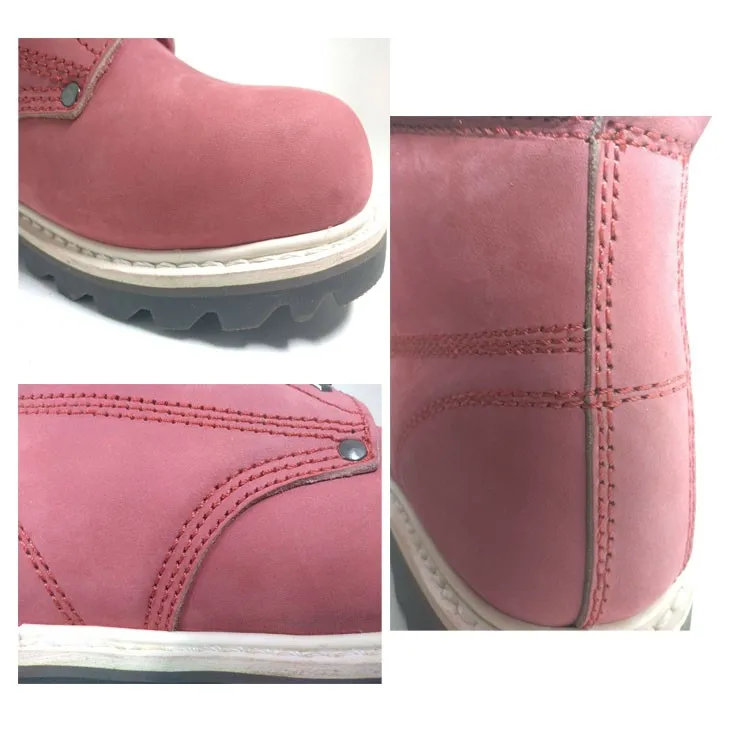 Pink Nubuck Leather Women Working Boots / Australia Style Work Boots