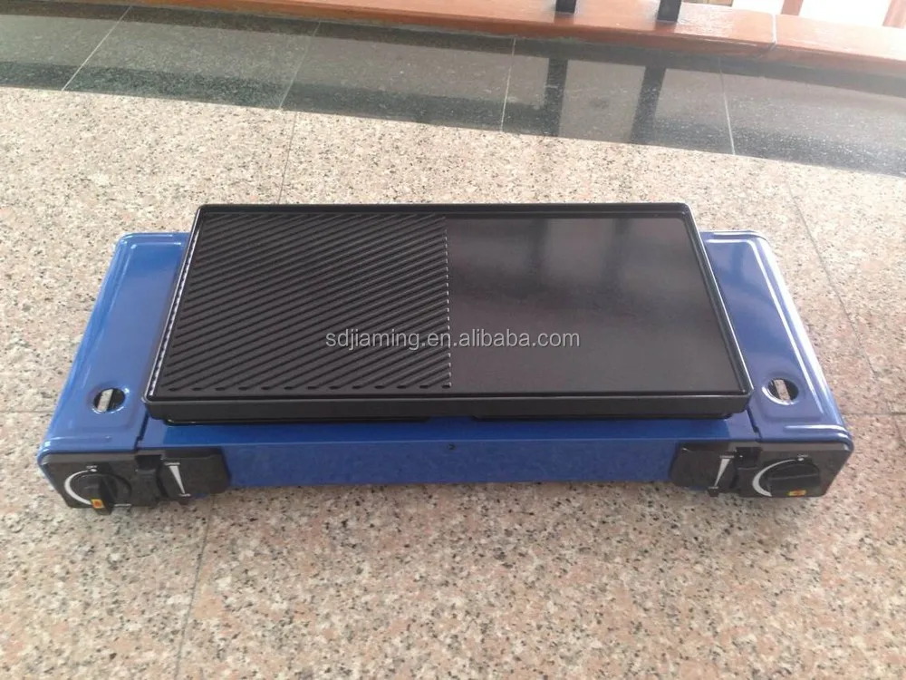 Double Burner Portable Gas Stove With New Bbq Grill Plate Portable Gas