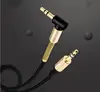 High quality 3.5mm male to male stereo Audio Cable 90 Degrees Angle metal spring protect aux audio cable