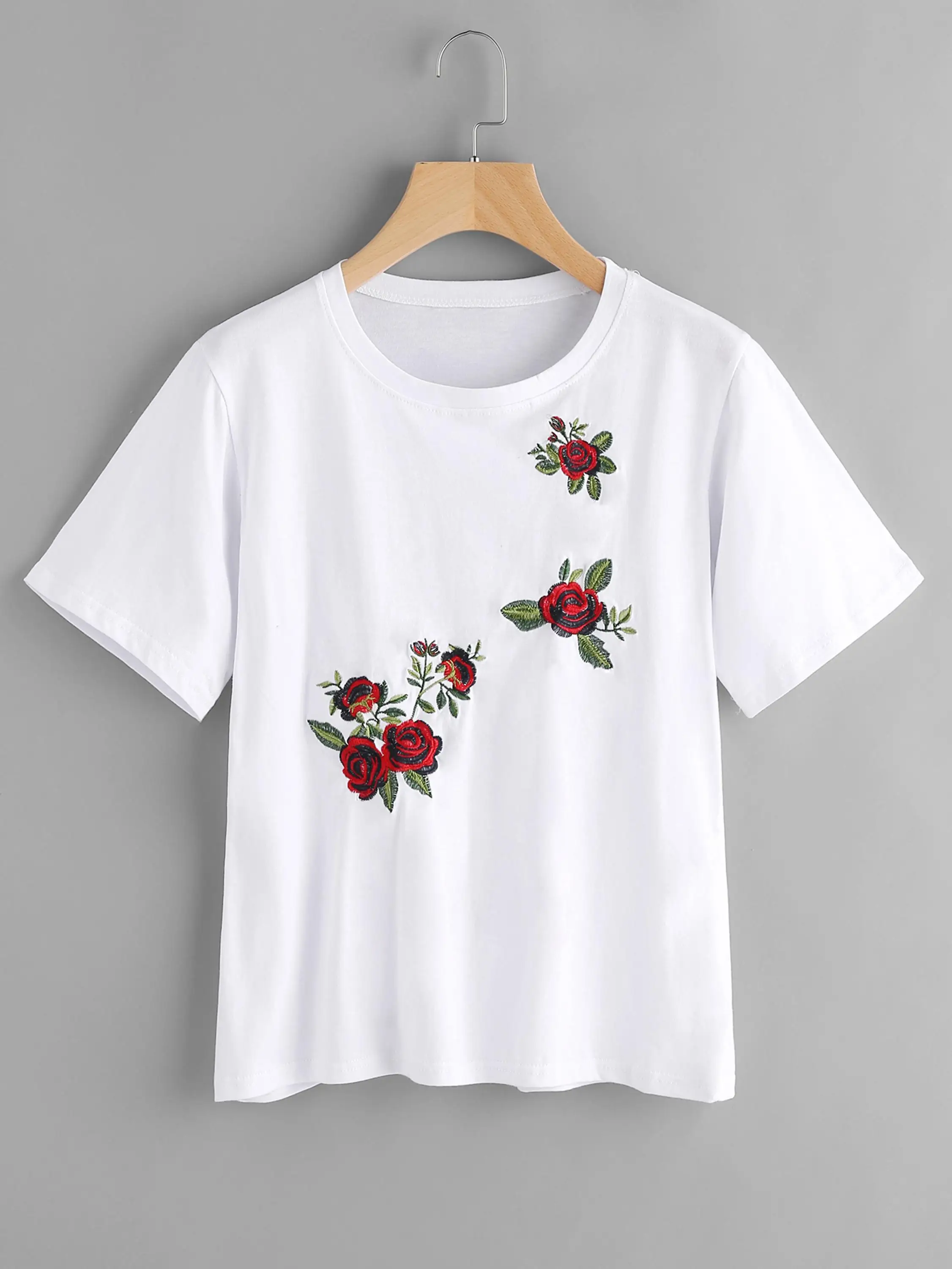 Hot Sell Custom Cheap Womens Bulk Plain White T Shirt,Embroidered