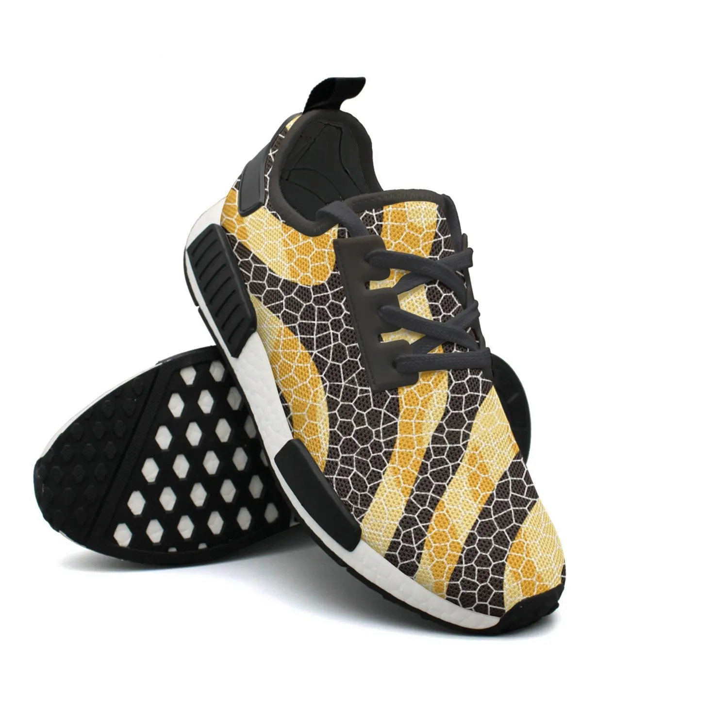 FZDH4 Men's Athletic Running Shoes Fashion Sneakers Fitness Shoes Casual Mesh Soft Sole Lightweight Breathable Golden Marble Stripe Casual Walking Sneakers