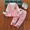 Haobaby,2019 Spring Cotton Long-sleeved Girls Three-piece Set 0-4 Years Old Children Korean Suit Children Clothing Wholesale.