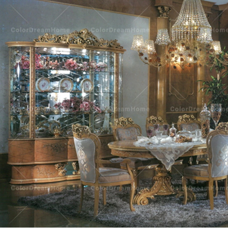 Dubai Royal Dining Room Furniture Set Round Dining Table With 6 Chairs