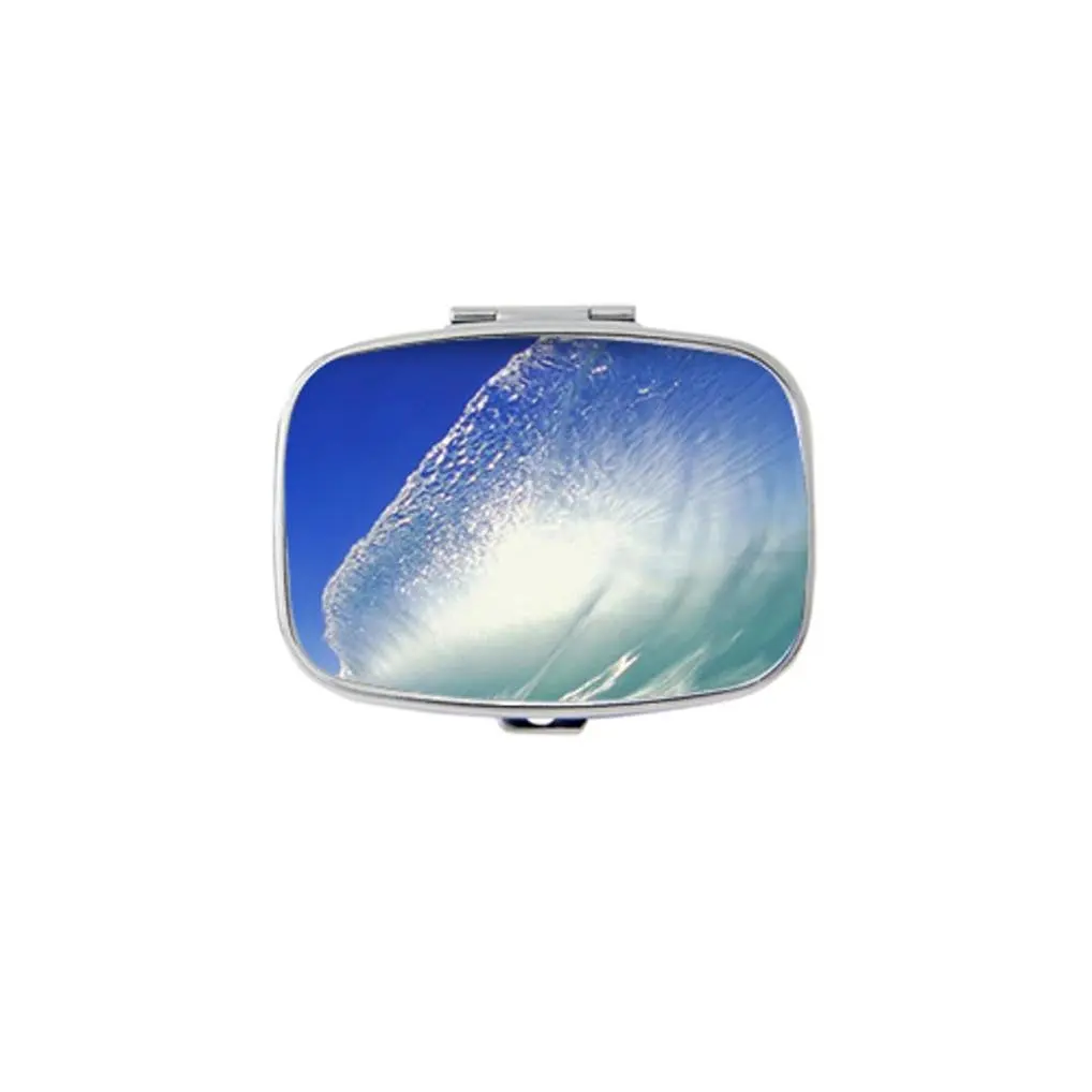 Crystal Wave Custom Designed Stainless Steel Square Pill Box Medicine Tablet Holder
