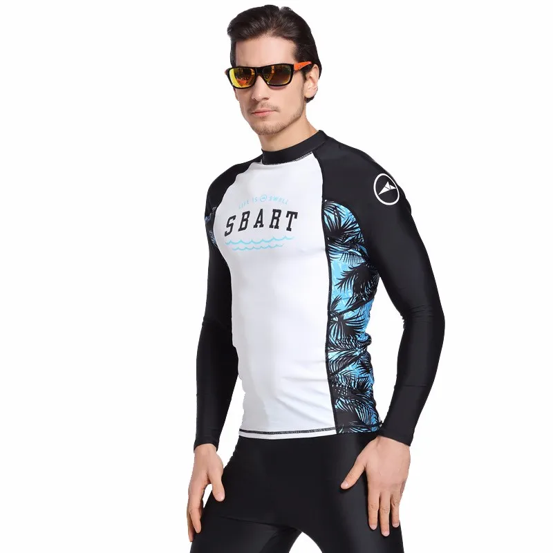 Sbart Rash Guard Diving Surfing Beach Suit Men Long Sleeves Rashguard