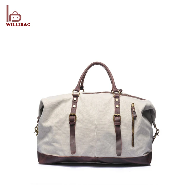 Durable Men Canvas Luggage Bag Leather Travel Duffle Product On Alibaba