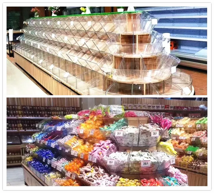 Supermarket Shelves Display Transparent Plastic Bulk Candy Food Grain