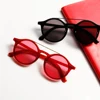 Wholesale Cheap 2019 Custom Printed Double Bridge Bulk Buy Vintage Red Round Sunglasses with Nail