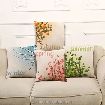Europe Nature View Season Scenery Letter Screen Printing Cotton