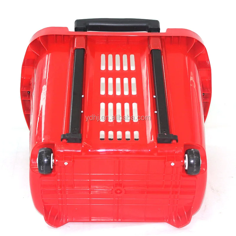 Supermarket Plastic Pull Rod Shopping Trolley Basket With Wheels Buy