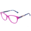 Hot Selling Acetate Optical For Women Flower Pattern Temple Rainbow Eyeglass Frames
