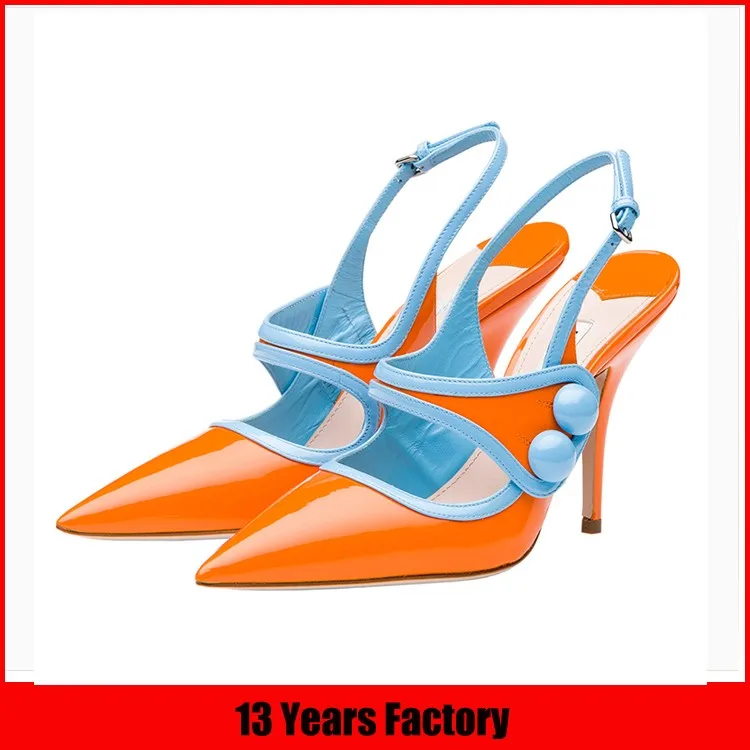 Sliver clean PVC upper high heel soft sole with ankle strap women sandals