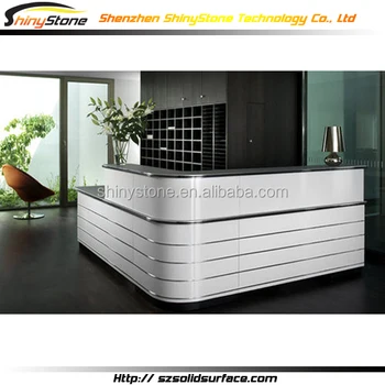 Glossy L Shaped Slotty Design Solid Surface Artificial Marble