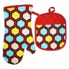 100% Cotton Silicone Printing with silk printing Kitchen Oven Mitten,Mit And Pot Holder set