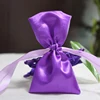 Elegant Purple Satin Pouch with ribbon For Rings