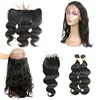8a Grade Per Plucked 360 Lace Frontal Closure With 2 Bundles Brazilian Virgin Hair Body Wave Natural Color 100 Remy Human Hair