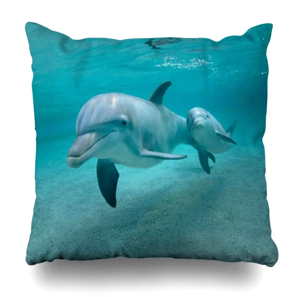 Decorative Pillow Cover 18"X18" Two Sides Printed Dolphin With Calf Pillow Throw Pillow Cases Decorative Home Decor Indoor/Outdoor Nice Gift Kitchen Garden Sofa Bedroom Car Living Room